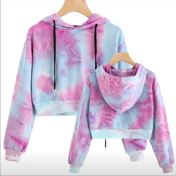Tie dye hooded crop top sweatshirt  NWT - Picture 1 of 7
